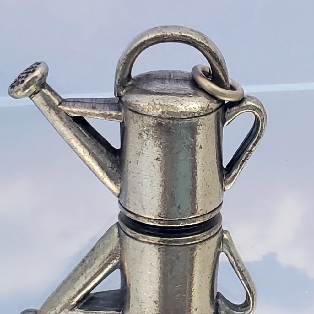 Pewter watering can charm Jim Clift gardening spring garden